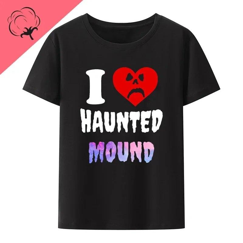 Bavlněné tričko Sematary I Love Haunted Mound Populární trend Tvar srdce Unisex Krátký rukáv Grafika Halloween Neformální trička