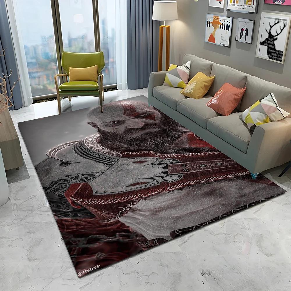 3D God of War Games Gamer Kratos HD Carpet Rug for Home Living Room Bedroom Sofa Doormat Decor,kids Area Rug Non-slip Floor Mat