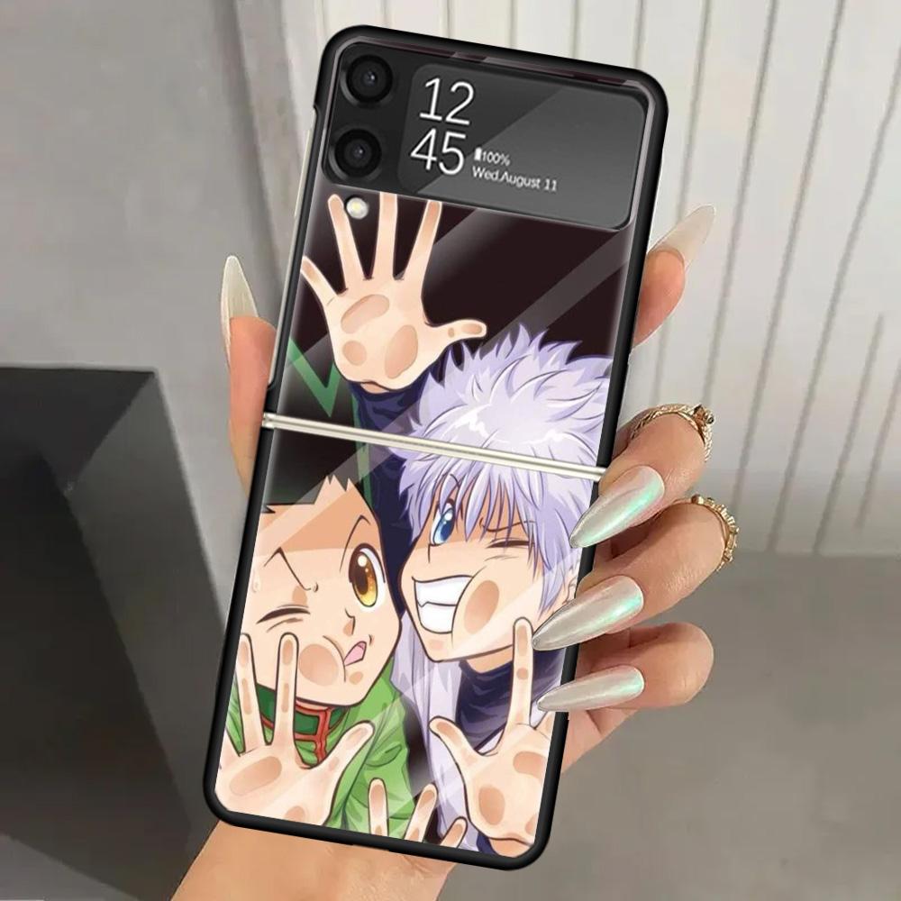 Hunter HXH Anime Hard PC Phone Case For Samsung Galaxy Z Flip 7 6 5 4 3 Black ZFlip7 ZFlip6 Flip5 Flip4 Flip3 5G Print Cover Gal
