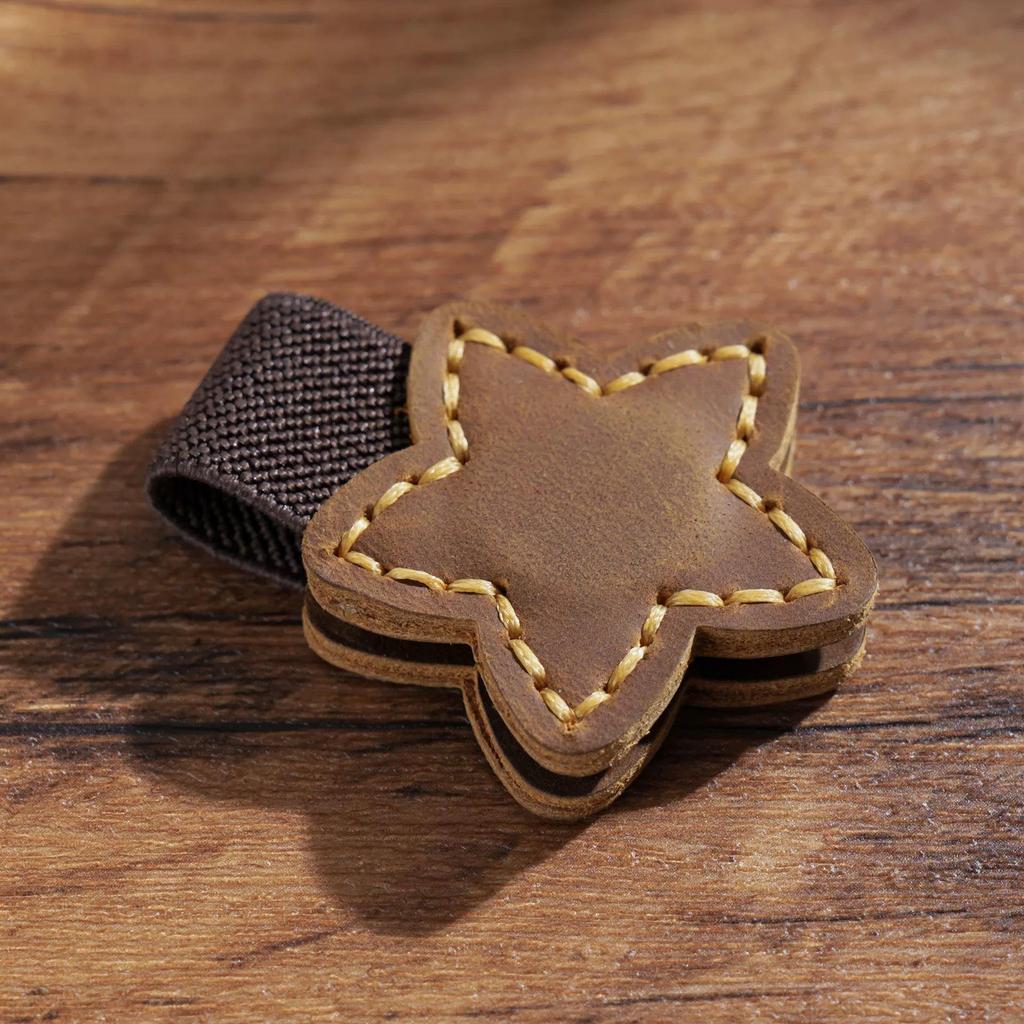 Crazy Horse Leather Magnetic Bookmark Star - PU Page Clip Holiday Gift