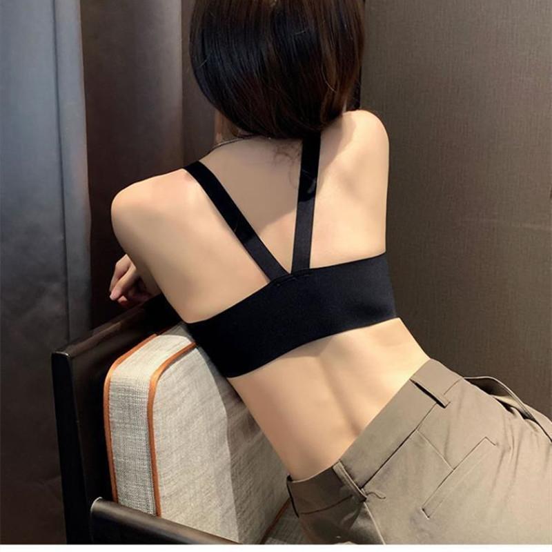 Biustonosz z głębokim dekoltem w serek z przodu, bezśladowa, bezszwowa bielizna, niewidoczny biustonosz push-up, kobiecy biustonosz bez fiszbin, piękna bielizna z tyłu