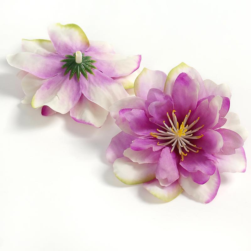 

5/10Pcs Artificial Flowers Heads 7cm Fake Flower for Home Room Decor Garden Wedding Decoration DIY Craft Garland Gift Accessory 5Pcs фіолетовий