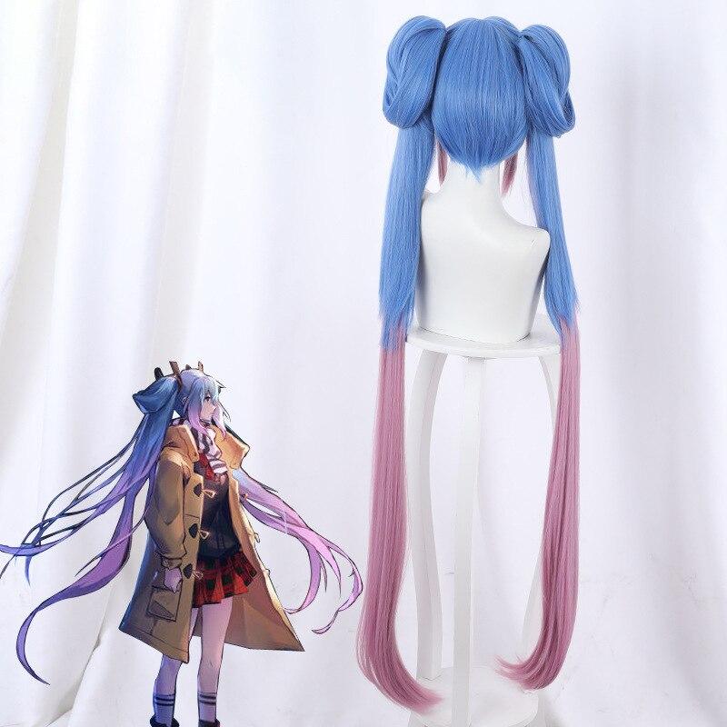 110cm Game King of Glory cosplay LOL Game skin Sun Shangxiang perucă cosplay coadă dublă păr lung Fibră păr sintetic