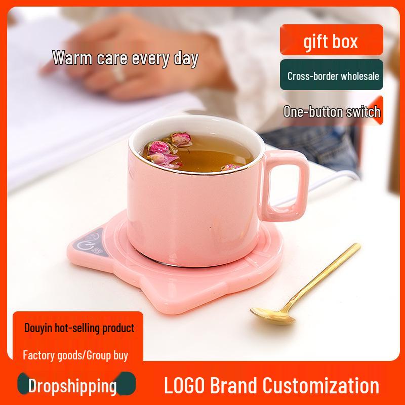 55-Degree Electric Cup Warmer: Automatic Heating Coaster for Coffee, Milk, and Tea with Timed Insulation.