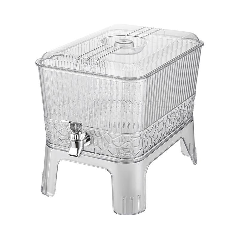 Modern Minimalist Kettle with Self-Equipped Faucet for Cold Water, Fruit Infusions, and Lemonade; Fits in Refrigerator; Household Plastic Ice Bucket.
