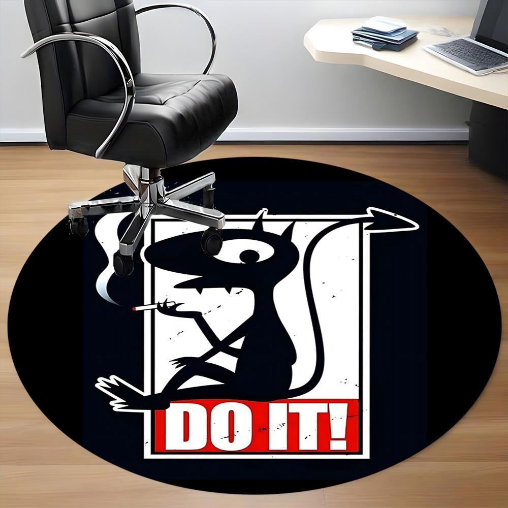 1pc Devil Smoke Office Round Area Rug,  Mat Suitable For Office, Under Office Chairs Bedroom Living Room Home Decor, Room Deco