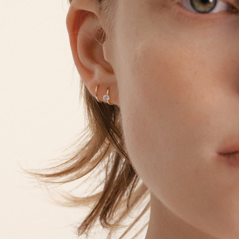 LUNNE 14k 1-Part Wrap Diamond Loop Single Earrings (14k Gold) #LDIAE03