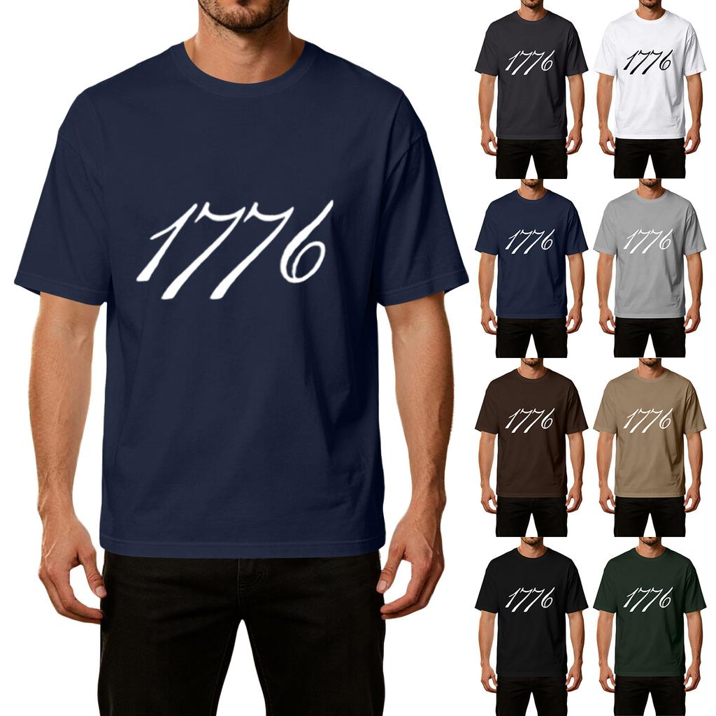 Men's 1776 Independence Day Ice Silk T-Shirt Casual Sport Short Sleeve Tee Lightweight Breathable Fabric Comfortable Fit