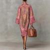 Vintage Style Milk Silk Printed A Line Dress For Casual Summer Wear
