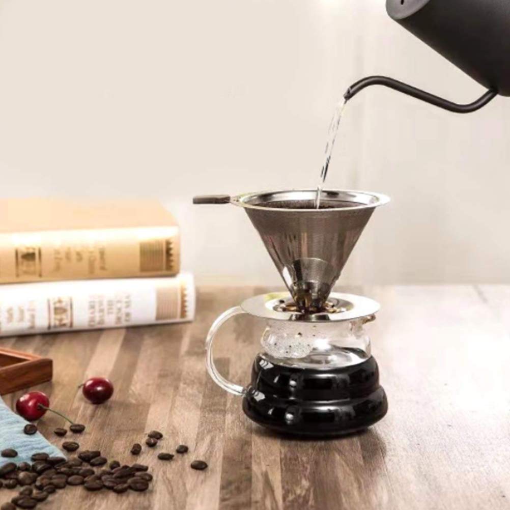 Vanow Coffee Dripper with Stainless Steel Filter, Double-Layer Mesh, No Paper Filter Required, Dishwasher Safe, Silver, 10.396.5cm, Handmade Coffee