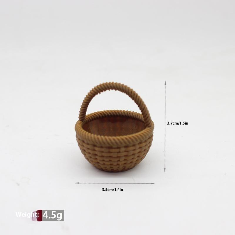 

Dollhouse Miniature Handheld Basket Mini Simulation Vegetable Basket Scene Decor Accessories Toys темно-коричневого