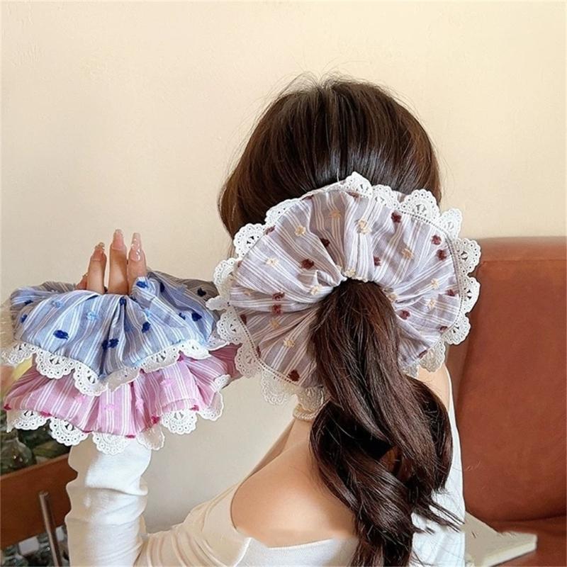 Lace Hair Rope Hair Bun Scrunchies Elastic Hair Rope Big Hair Scrunchy Heavy Duty HairBands Female Accessories