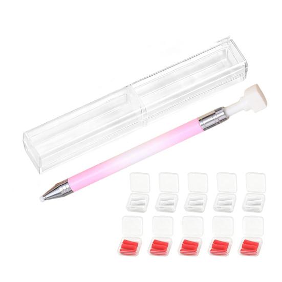 1 Zestaw Narzędzie do Podnoszenia Cyrkonii z Wkładami DIY Zdobienie Paznokci Cyrkonie Malowanie Dekoracja Kropkowanie Wymienny Woskowy Pisak Obrotowe Narzędzia do Podnoszenia Cyrkonii