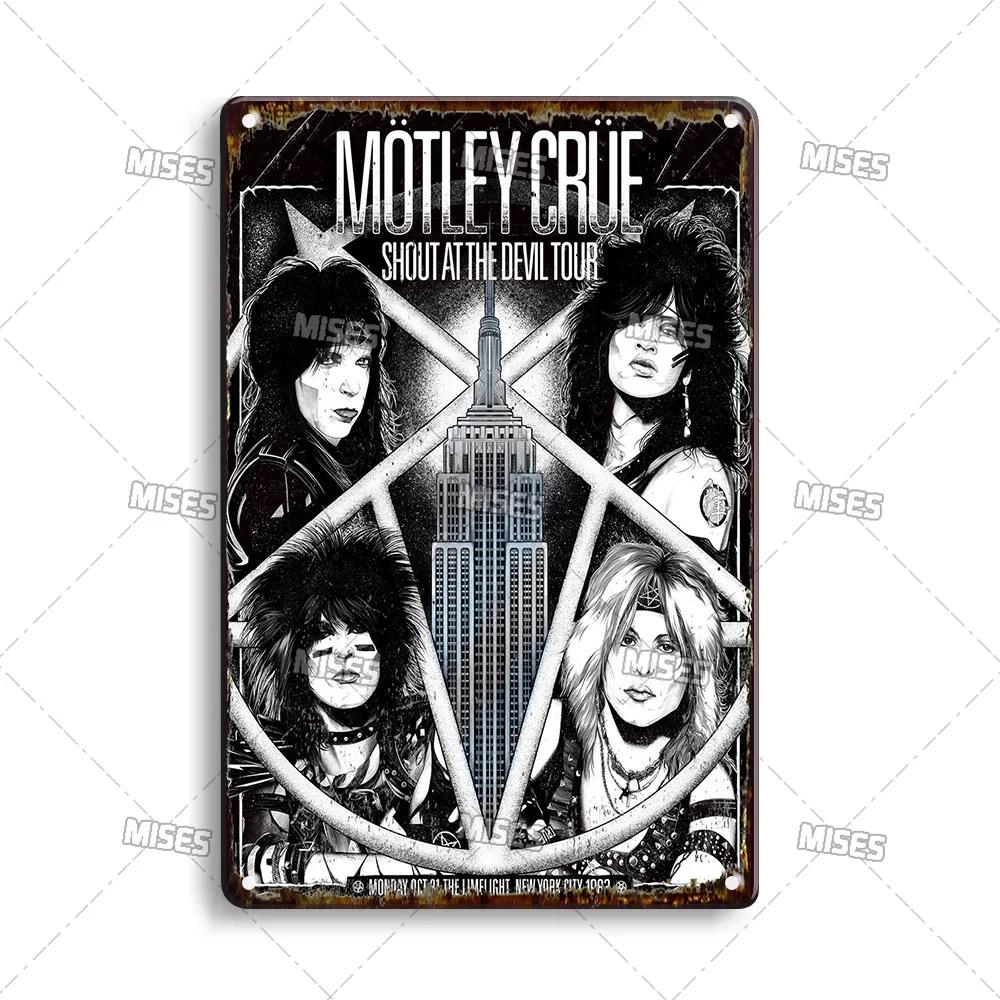 MISES ROCK Wanddekoratives Poster Metall Blechschild Musik Metallplakette Rostiges Band Metallschild Man Cave Zuhause Küche Industrielle Dekoration