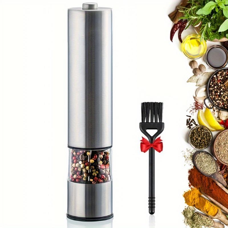 Electric Salt And Pepper Grinder Set - Battery Operated Stainless Steel Mill With Light - Automatic One Handed Operation
