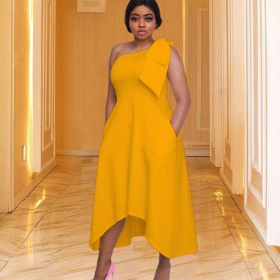 European American Women's Clothing Single Shoulder Large Swing Irregular Fashion Dress