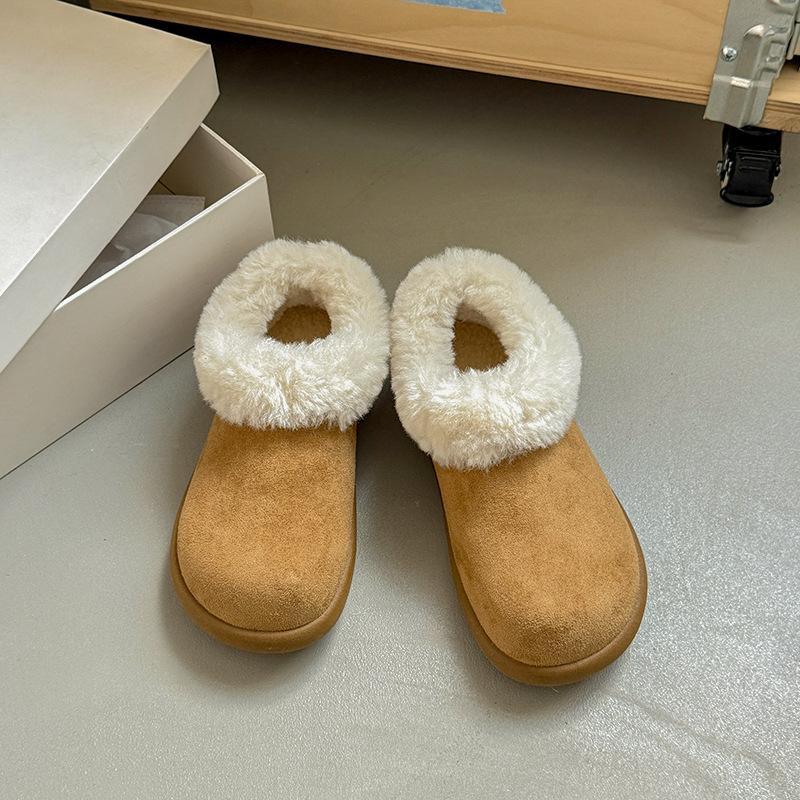 

Women s Large Size Fur Mouth Soft Sole Winter Warm Anti-slip Fur One Snow Boots Padded Lined Ankle Boots Anti-slip Sports Cotton Boots 35 малиновый