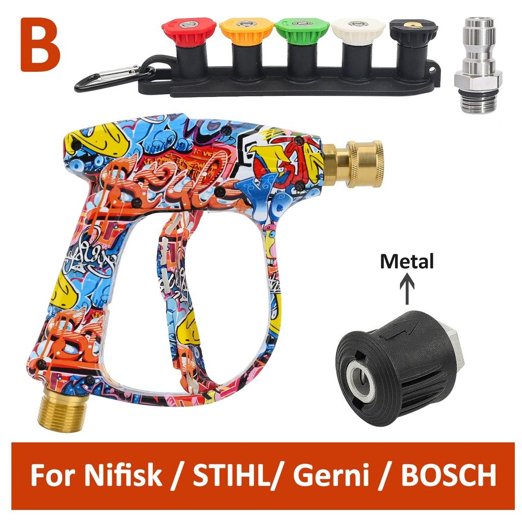 High Pressure Street-art-themed Washer Water Gun for Car Cleaning Hose Connector For Karcher Nilfisk Lavor Bosch