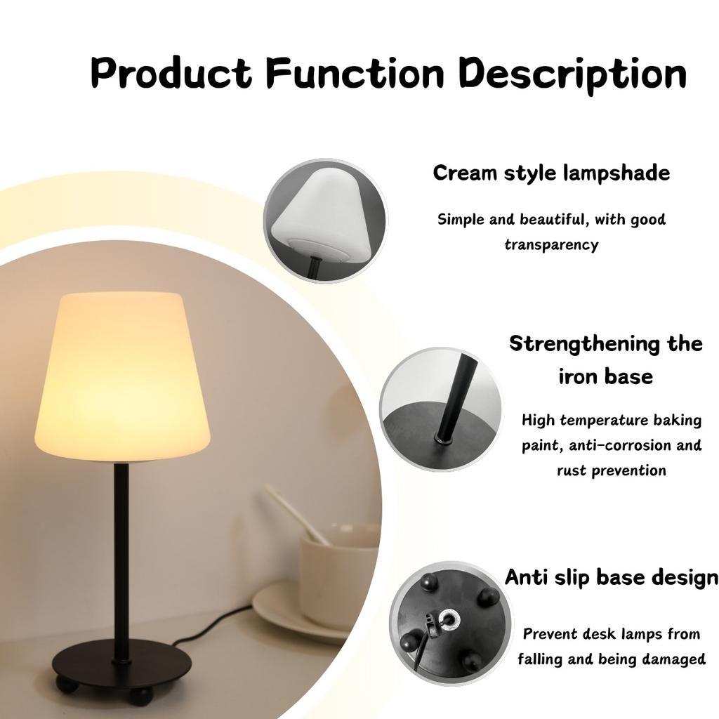 Creative cream style desk lamp, USB powered tri color ambient light suitable for bedrooms, study rooms, living rooms, etc
