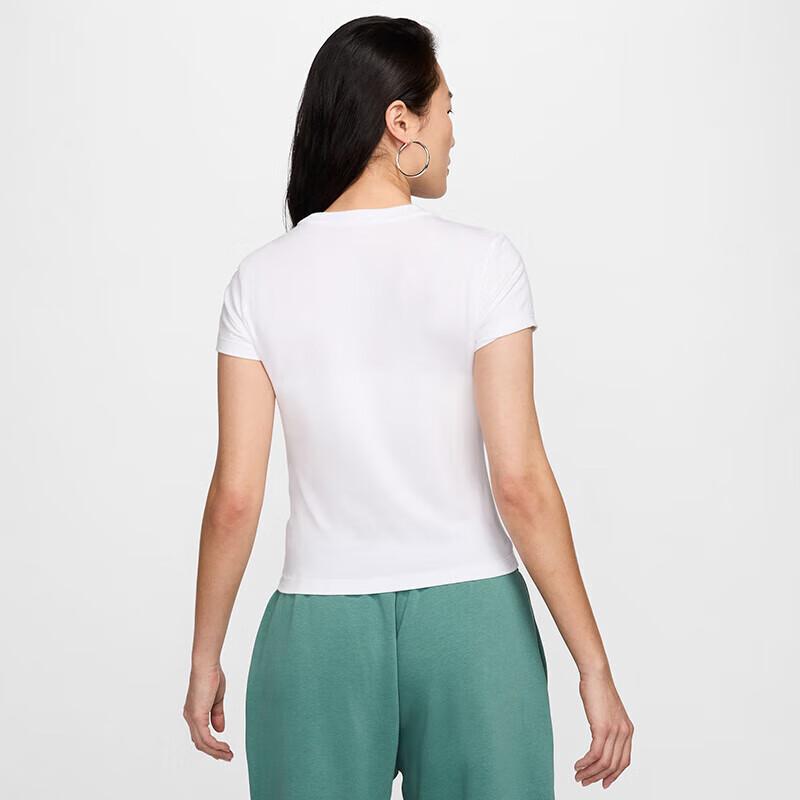 NIKE Spring And Summer Women's Short-Sleeve Round Neck T-Shirt, Sports Casual, Slim-Fit FV5509-100, White