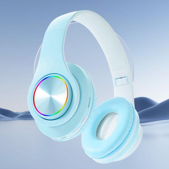 Wireless Headphones with RGB Breathing Light Stable Connection Low Latency Noise Reduction Deep Bass Bluetooth-compatible Over-Ear Headphones