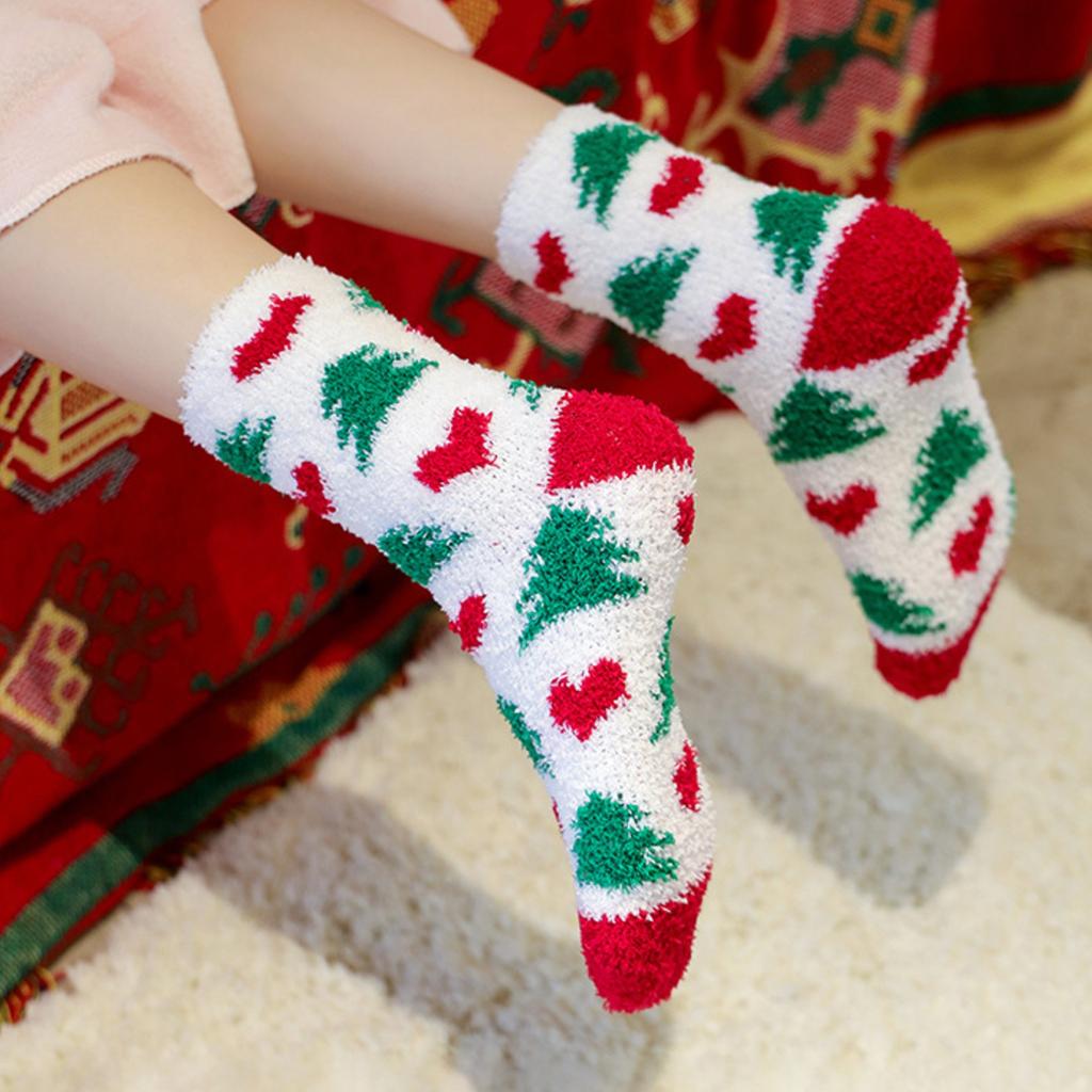 1 Box Of 2 Pairs Of Christmas Stockings, Double-Sided Fleece, Warm And Thick, Winter Home And Sleep Stockings, Christmas Gift.