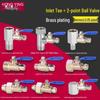 Household Water Purifier Tee Connector 4 to 2 Point Ball Valve for Filter and Dispenser