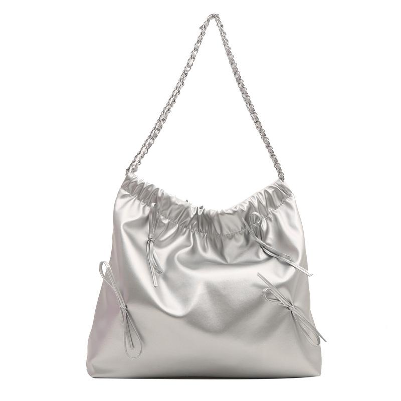 French niche pleated design handbag women's spring new trend versatile simple bucket fashion messenger bag