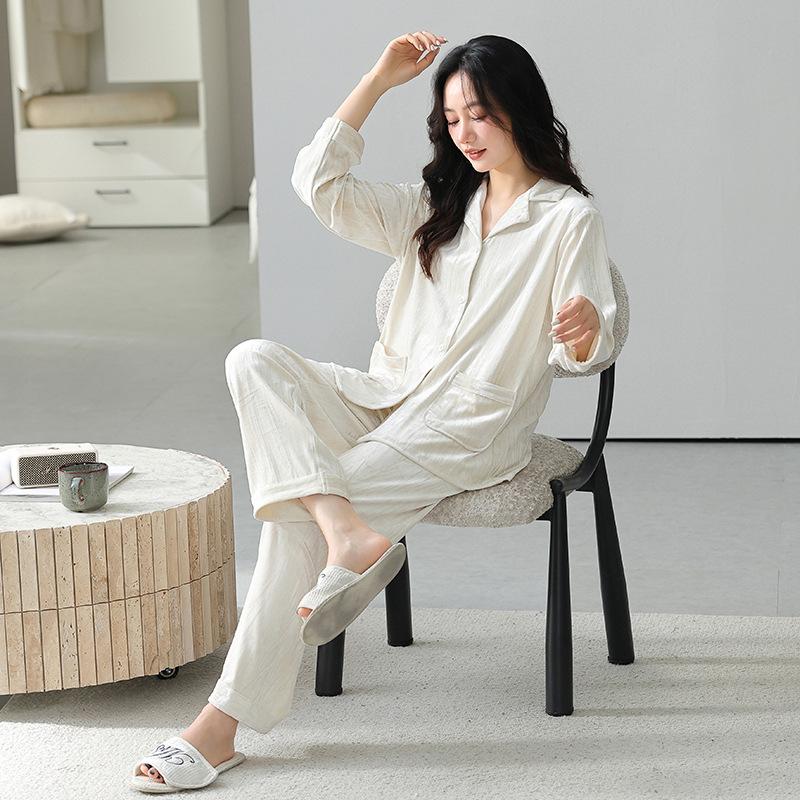 Golden Velvet Couple Pajamas Women'S Autumn And Winter Long Sleeve Fleece Warm Thin Velvet Homewear Men'S Suit