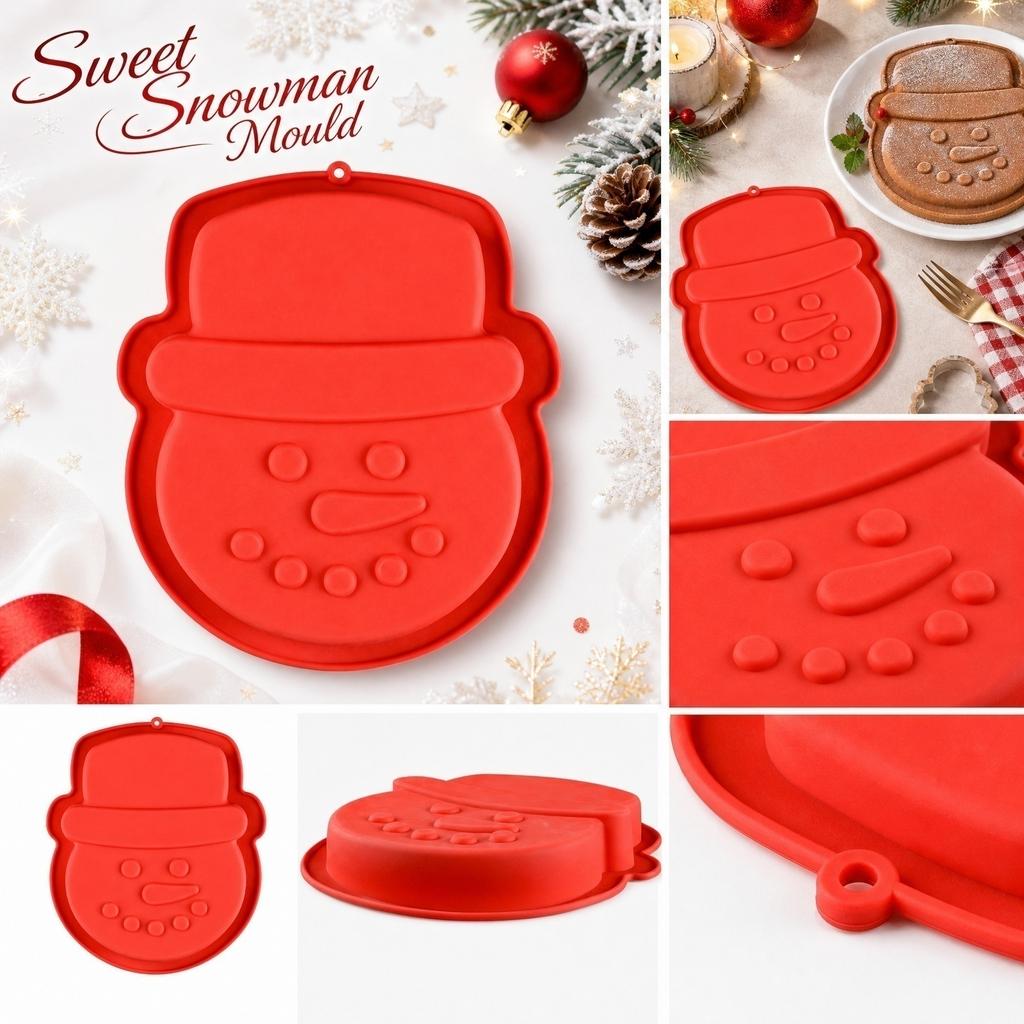 Silicone Snowman Mold for Baking Creative Cake Cookie Pudding Chocolate Mold Flexible Non-Stick Kitchen Tool for Holiday Baking