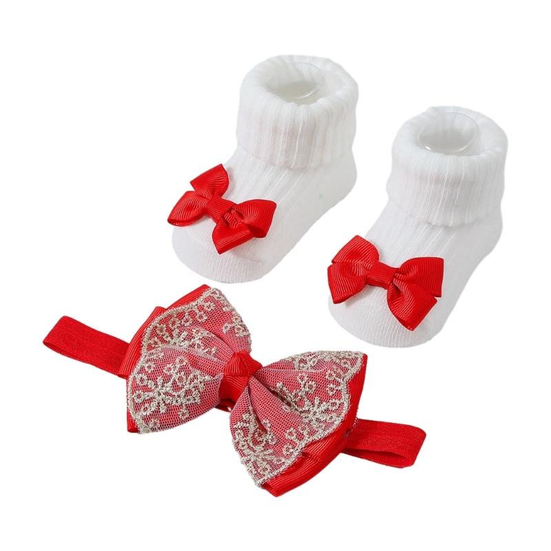 Baby Strick Socken Kopfbedeckung Prinzessinnen Stil Baby Mädchen Stirnband Socken Modische Haaraccessoires für Säuglinge & Babys