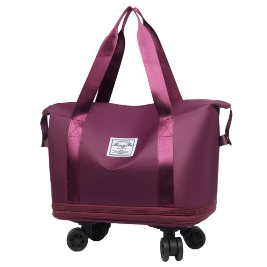 Travel Luggage Bag Trolley Bag with Wheels Waterproof Expandable Overnight Bag Portable Collapsible Weekender Bag for Travel Shopping Gym