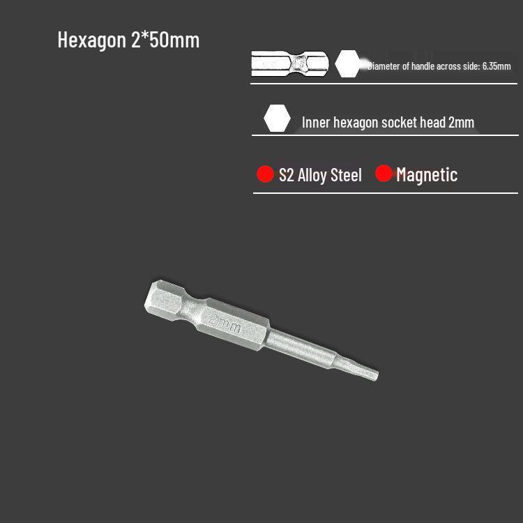 S2 Strong Magnetic Hex Socket Bit - High Strength, Shock Resistant for Hand Drills and Electric Screwdrivers
