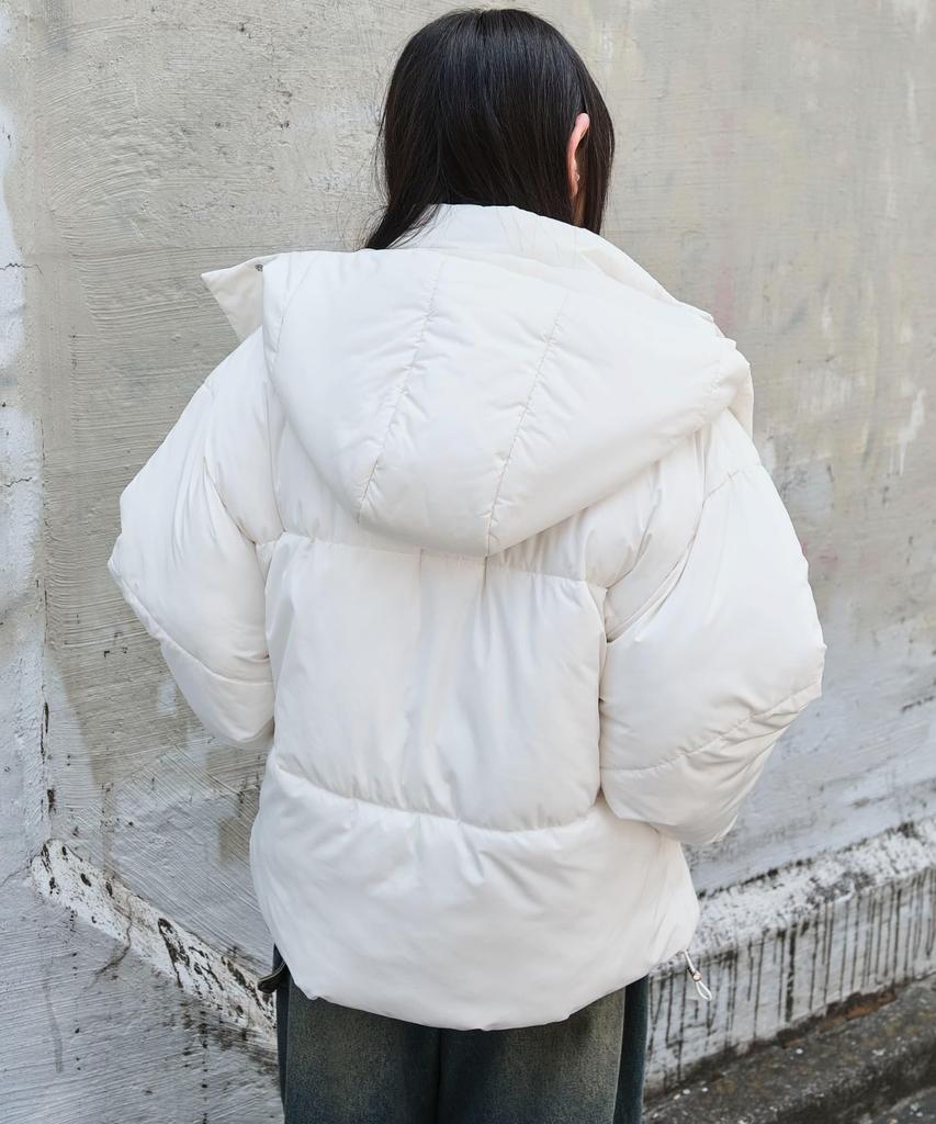 WEGO Hooded Puffer Winter Korean Size 2-Way Jacket, Outerwear, Jacket, Padded, Style, Fall/Winter, Gift, Women's, S, White/Ivory