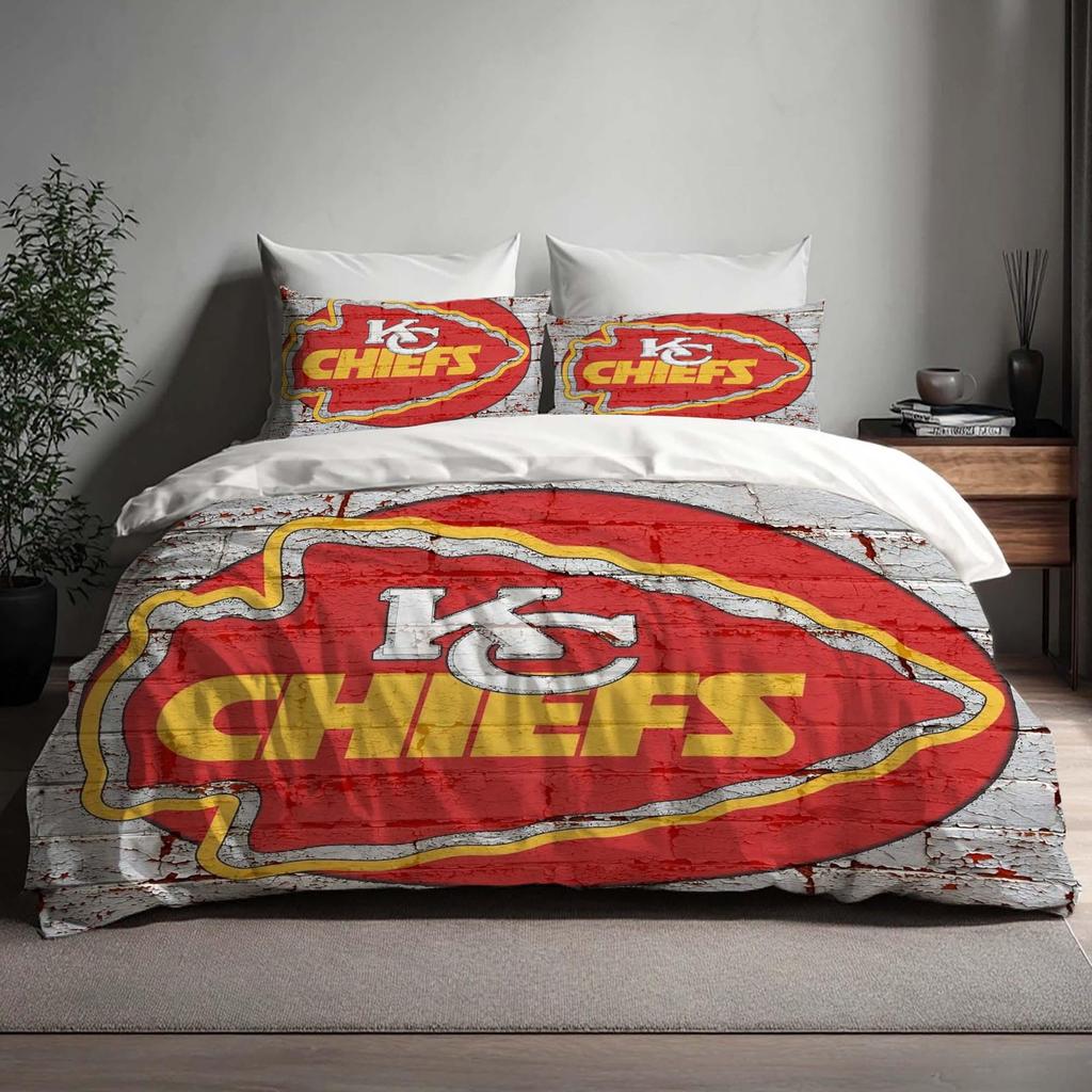 Regalo di Natale Copripiumino Kansas City Chiefs Set Lenzuola Tre Pezzi Nome Personalizzato Biancheria da Letto per Compleanno Coperta Trapuntata Regalo di Halloween Ritorno a Scuola.