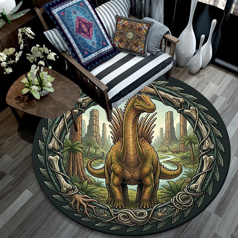 Prehistoric Dinosaur Kingdom Round Area Rug Under Office Chairs Bedroom Living Room Home Decor
