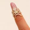 Metal Zircon NailCap Ring Silver Color Detachable Nail Ring Retro Sweet Nail Ring  Manicure