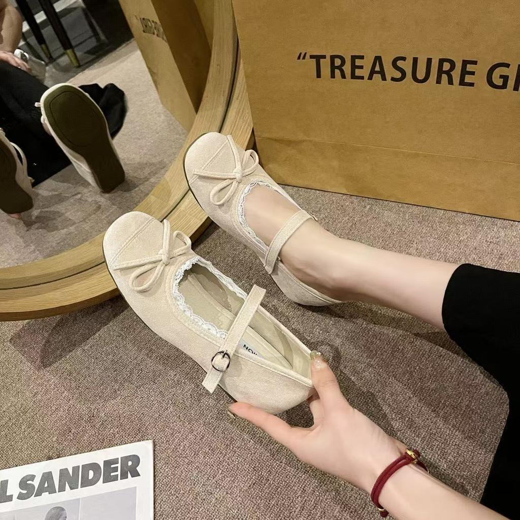 French style with skirt inner height increase Mary Jane shoes women's ballet shoes soft sole one-word buckle single shoes 2025 new models