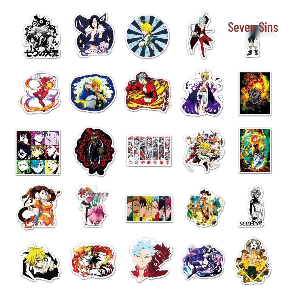 50 Seven Deadly Sins Anime Aufkleber für Journal, Handyhülle, Koffer, Auto - Wasserdichte Deko