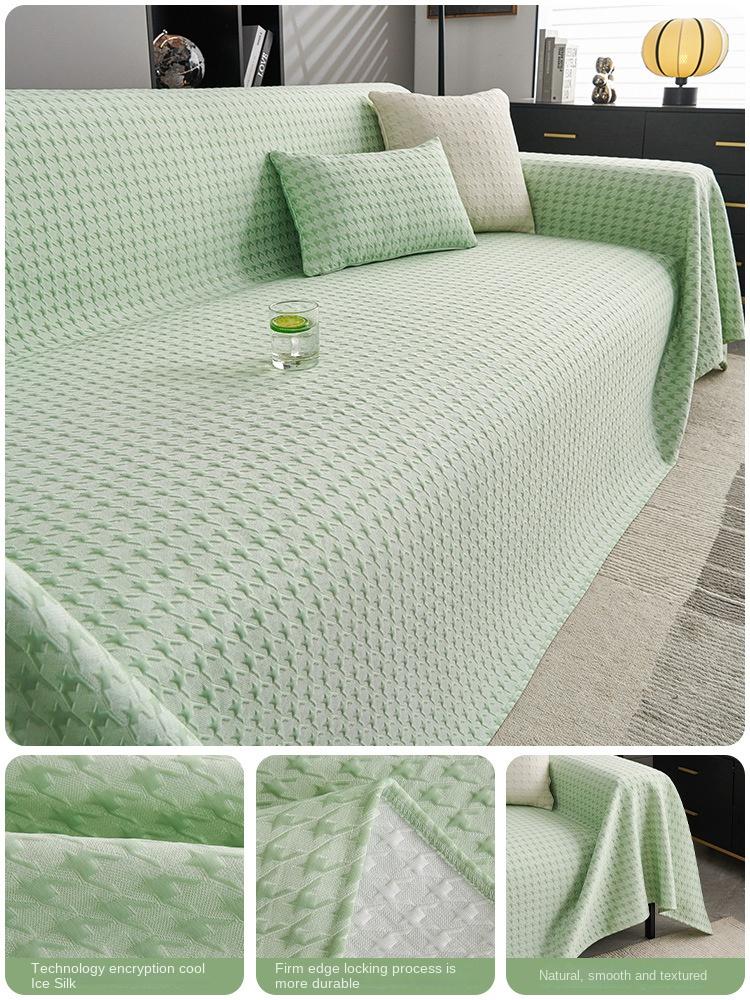 Sofa Cover Summer Universal Non-slip Sofa Mat Cool Feeling Mat Cushion Black Sofa Towel Couch Slipcover for Living Room