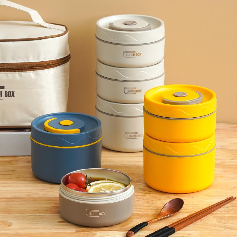 Large Capacity Multi-layer Insulated Stainless Steel Bento Lunch Box with Compartments for Office Workers