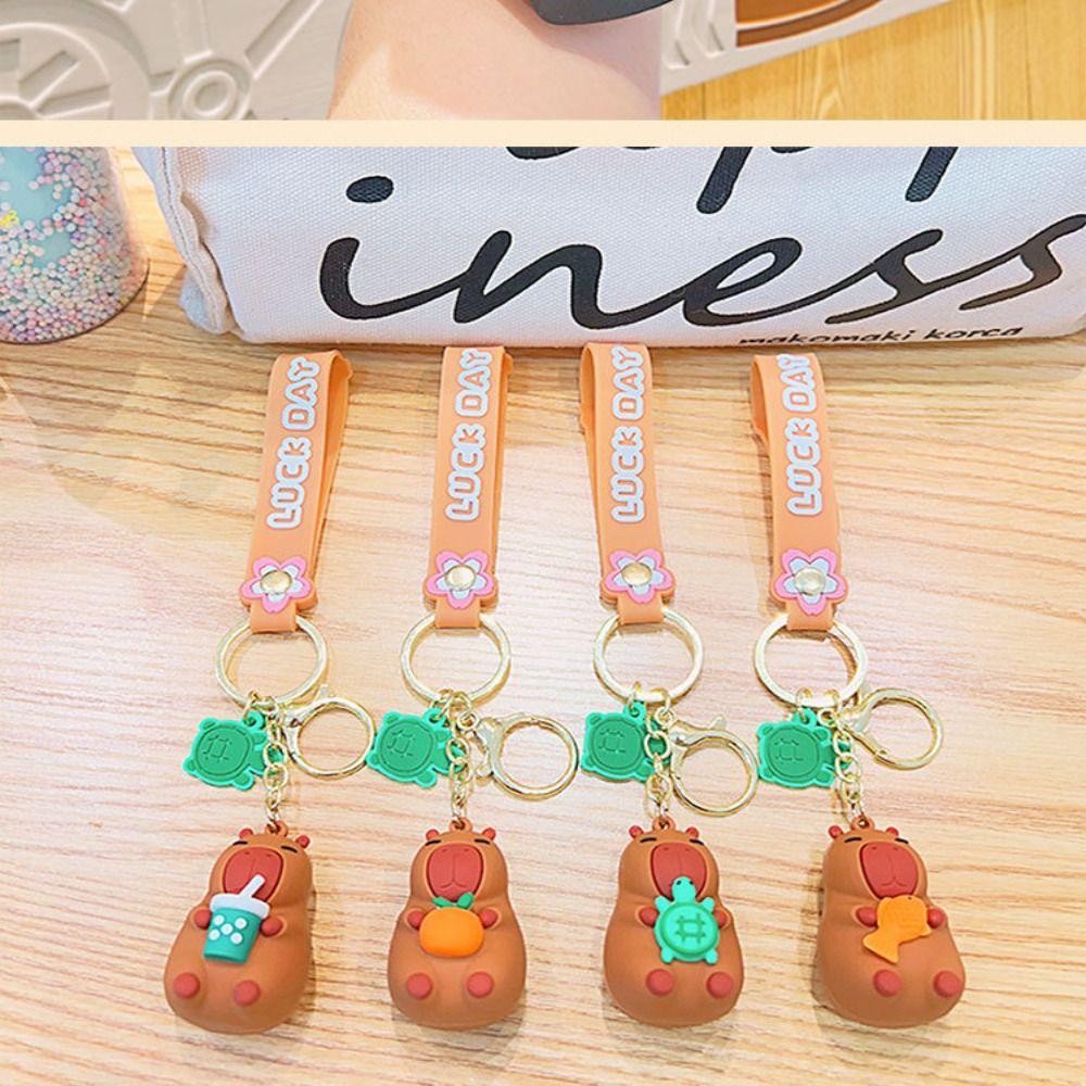 

With Turtle Capybara Key Chain PVC Cartoon Key Buckle Sweet DIY Chain Pendant Children Style D