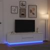 TV Stand with LED Lights White 193.5x41x50 Cm