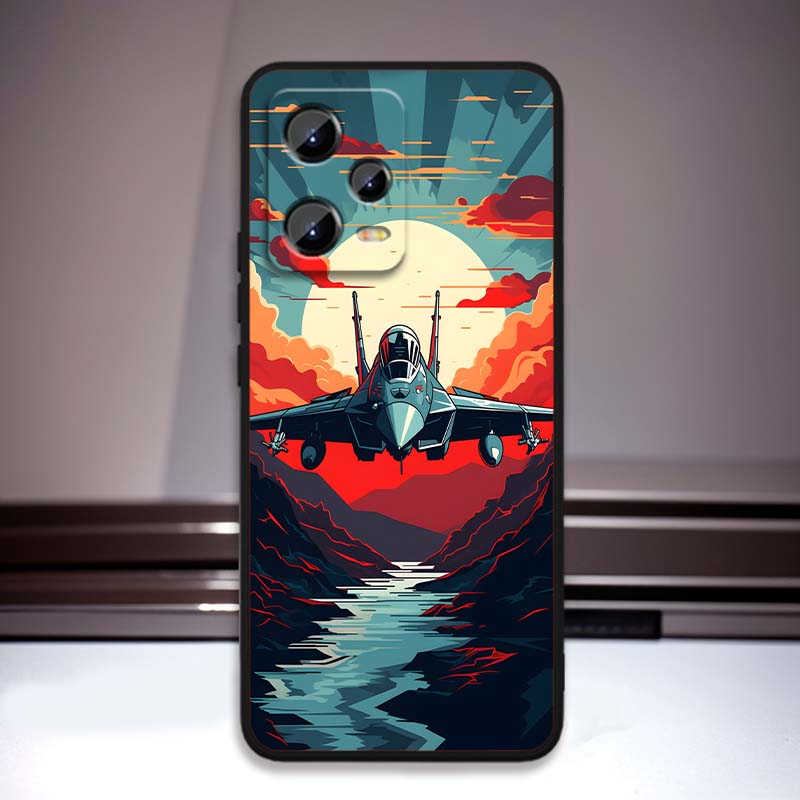 Fashion airplane pattern For Xiaomi Redmi Note 15 14 13 12 12S 11E 11 11S Pro Plus 4G 5G Black Soft TPU Phone Case