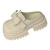 Baotou half slippers women's big head bow thick-soled muffin small man 7cmJK small leather shoes one foot cool shoes