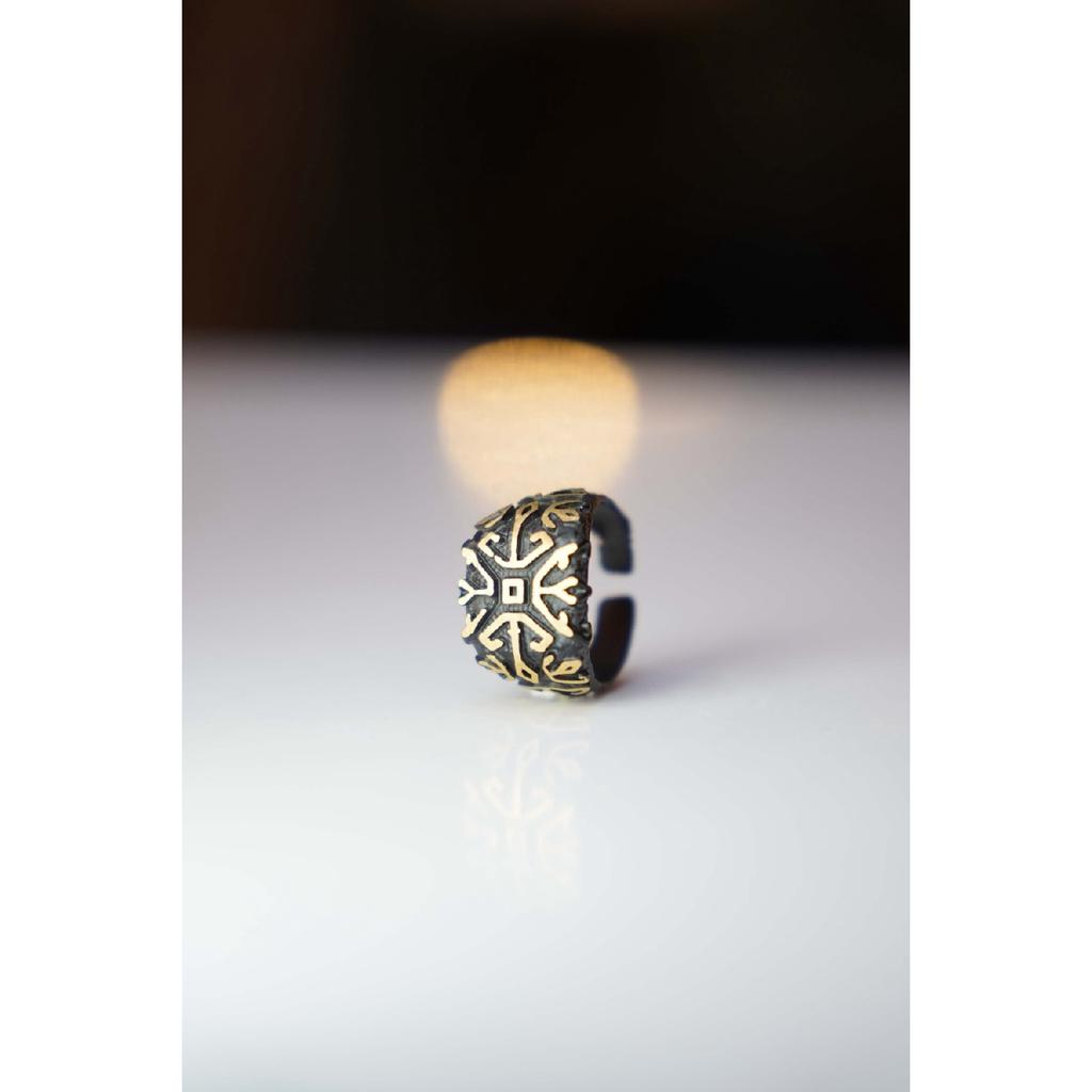 Men's Silver Plated Labyrinth Model Adjustable Ring