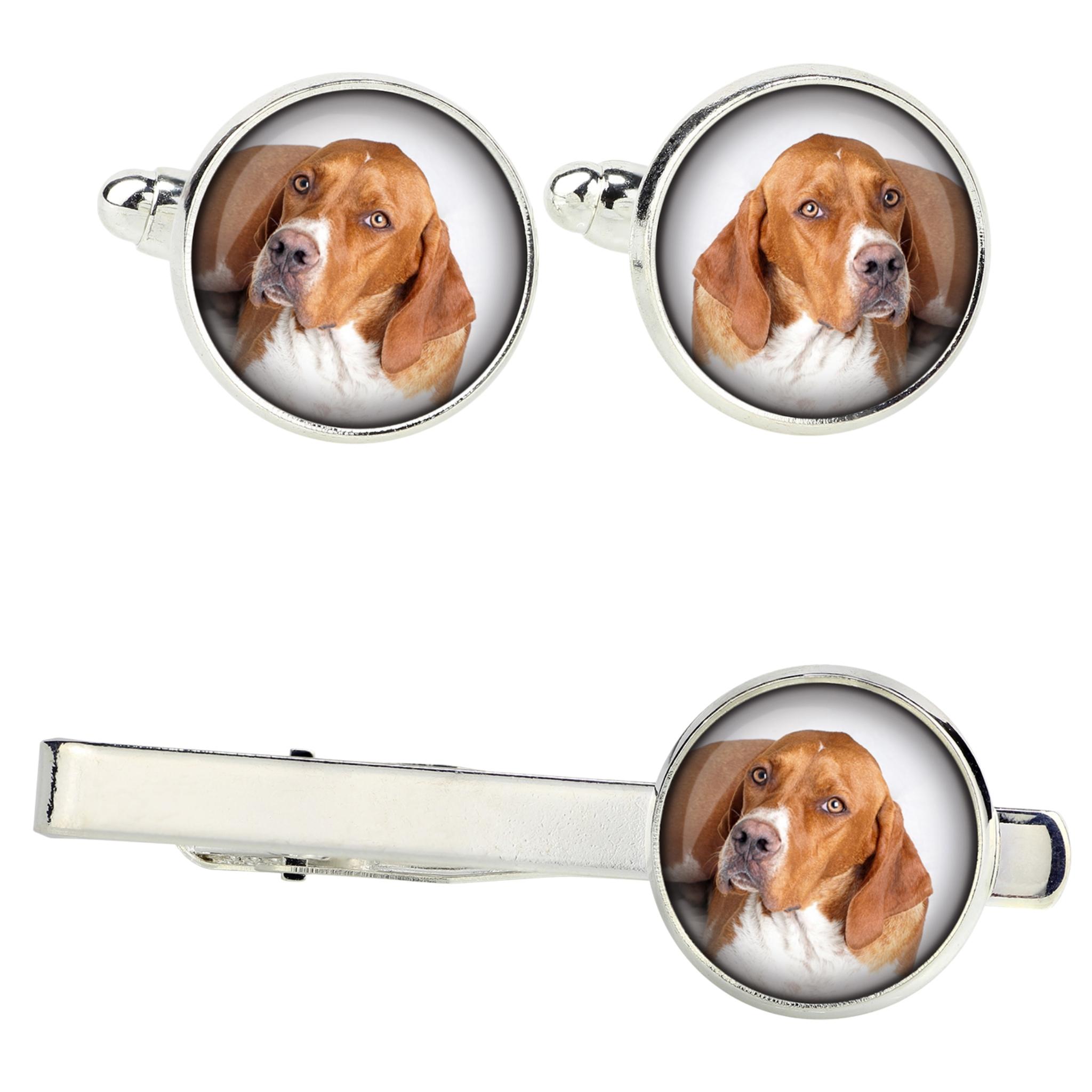 

English Pointer I - cufflinks and tie with your photo, a suit decoration, men s jewelry from the Art-Dog brand. срібний