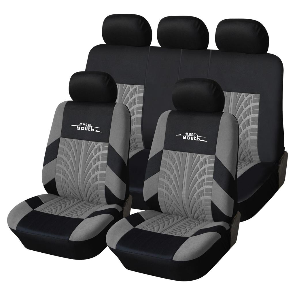 Set de huse de scaun auto 5 buc. se potrivesc cu cele mai multe huse auto cu detaliu șină de anvelopă pentru Renault Logan 1 2004-2009