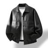 M-XL Leather Jacket Men's Spring and Autumn Men's Lapel Loose Trendy Brand Leather Jacket Fat Fat Fat Large Size Jacket