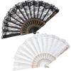HOOWDAM Lace Fan Flower Fan Foldable Dance Fan for Spanish Dances Dance Ballet Stage Event Costume Artistic Performance 2-Pack (Don Quixote, Etc.),